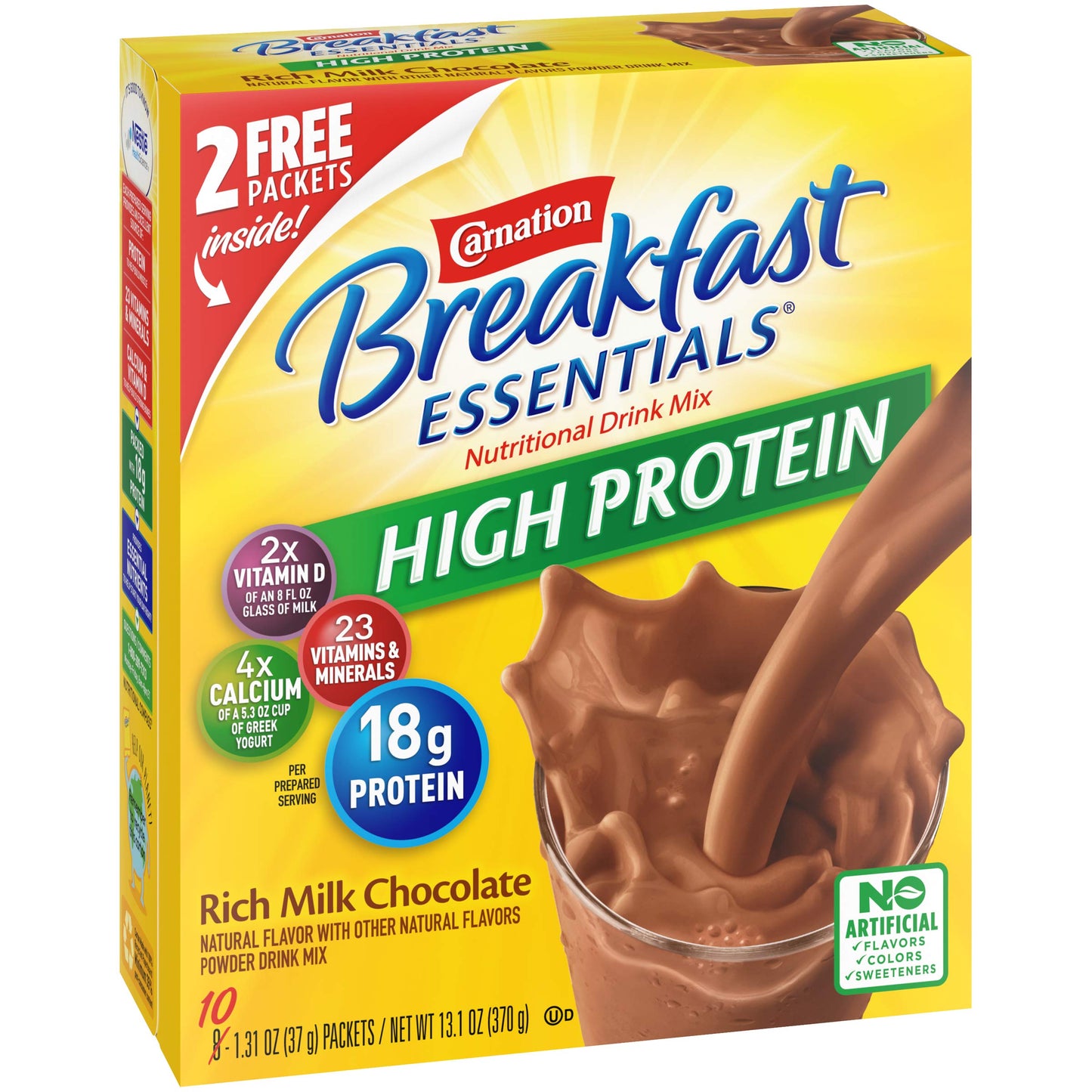 Carnation Breakfast Essentials High Protein Powder Drink Mix, Rich Milk Chocolate, 1.31 Ounce (Pack of 10) (Packaging May Vary)