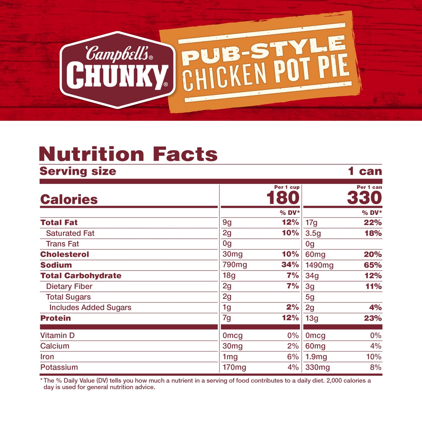 Campbell’s Chunky Soup, Pub-Style Chicken Pot Pie Soup, 16.3 oz Can (Pack of 8)