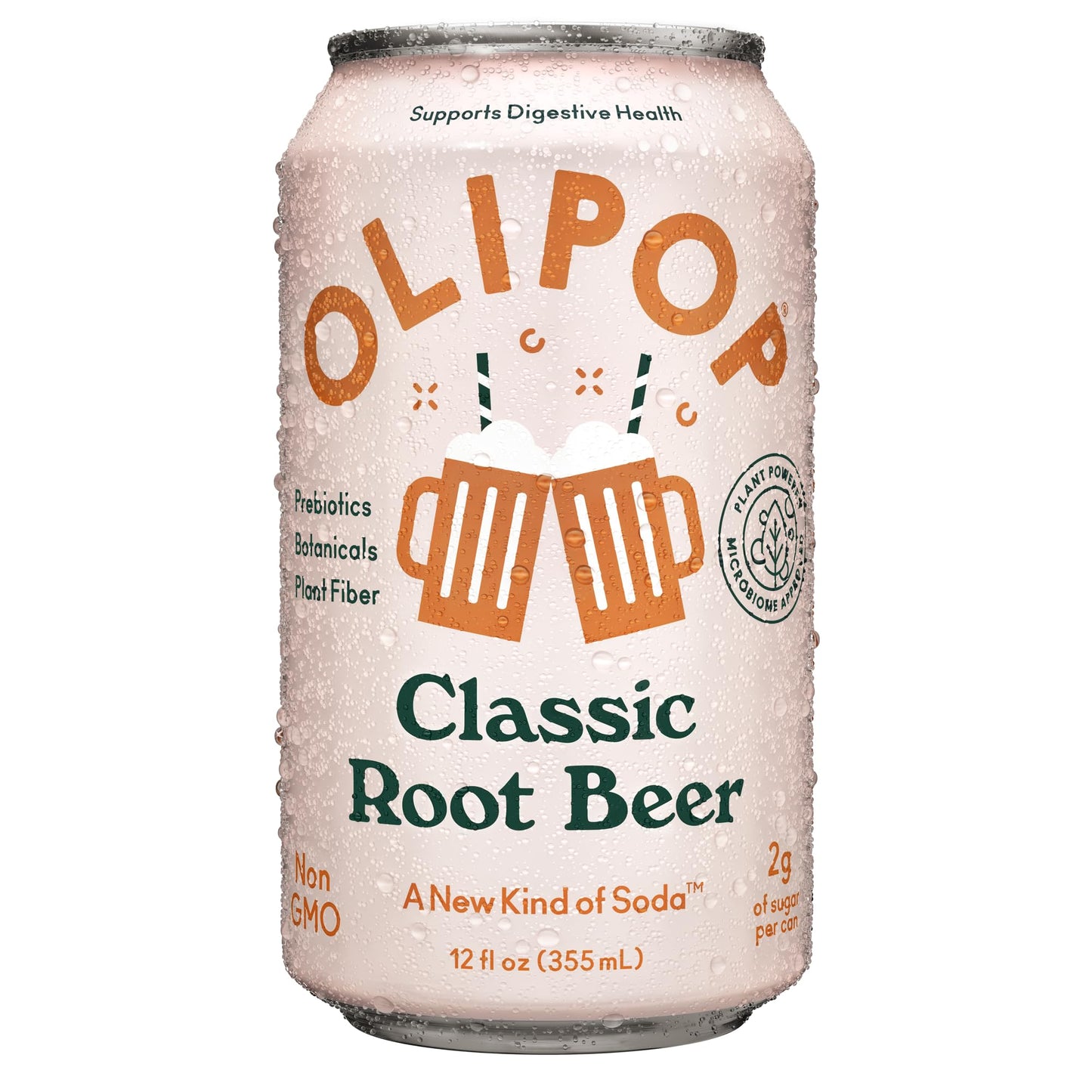 OLIPOP - Classic Root Beer Sparkling Tonic, Healthy Soda, Prebiotic Soft Drink, Aids Digestive Health, Contains Prebiotics & 9g of Plant Fiber, Caffeine Free, Low Calorie, Low Sugar, 12 oz