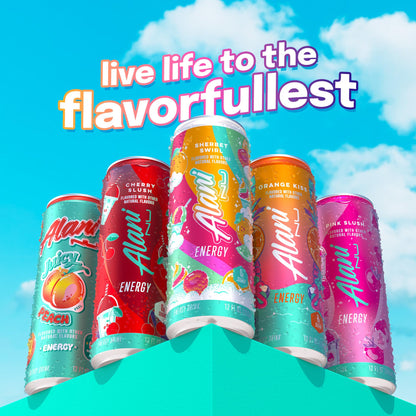 Alani Nu SHERBET SWIRL Sugar Free, Low Calorie Energy Drinks, 200mg Caffeine, Biotin B Vitamins, Zero Sugar, 10 Calories, 12 Fl Oz Cans, 24 Pack