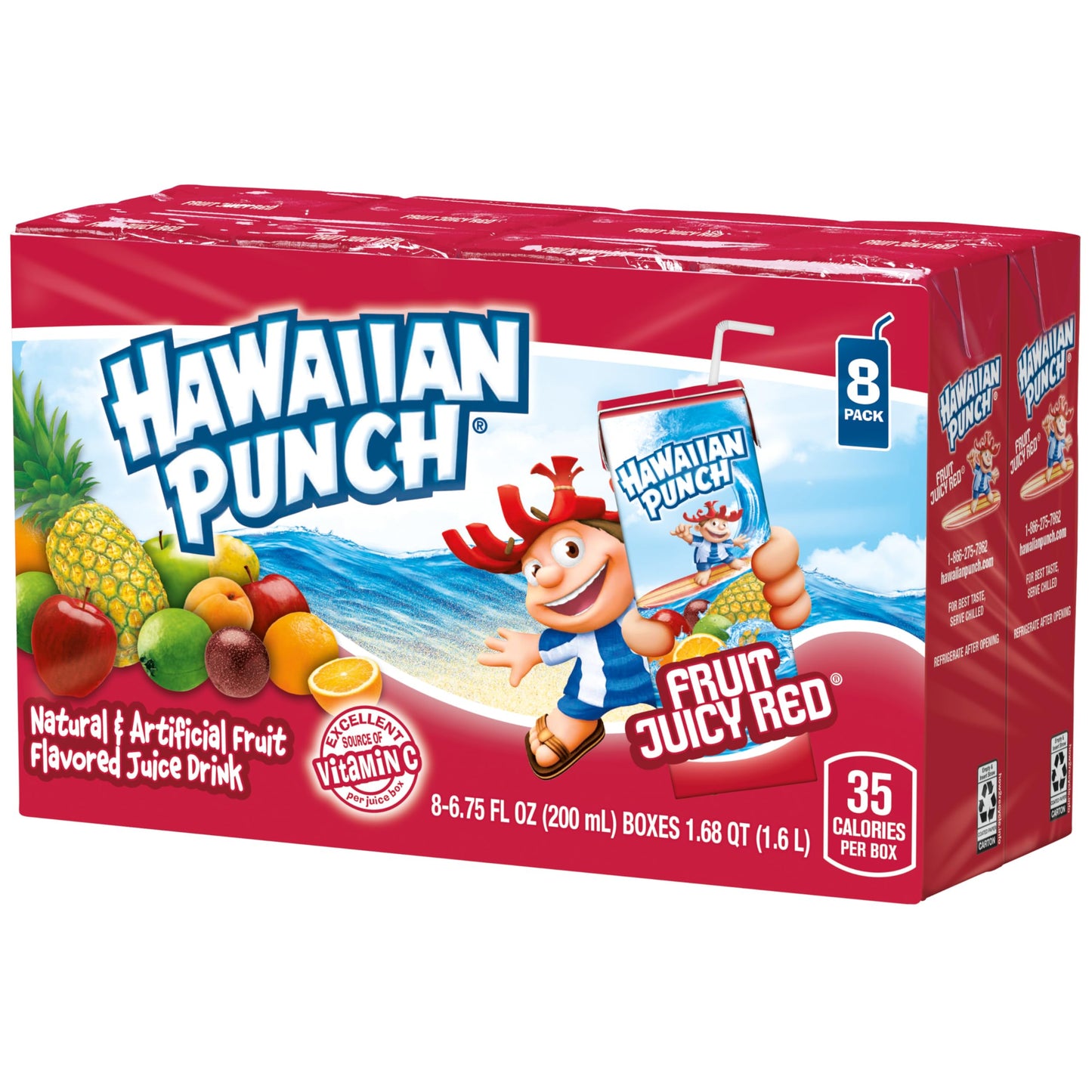 Hawaiian Punch Fruit Juicy Red Juice Drink, 6.75 fl oz boxes, 32 Count (4 Packs of 8), Ready-to-drink, On-the-go, Caffeine-free, Carbonation-free, Gluten-free, Excellent Source of Vitamin C