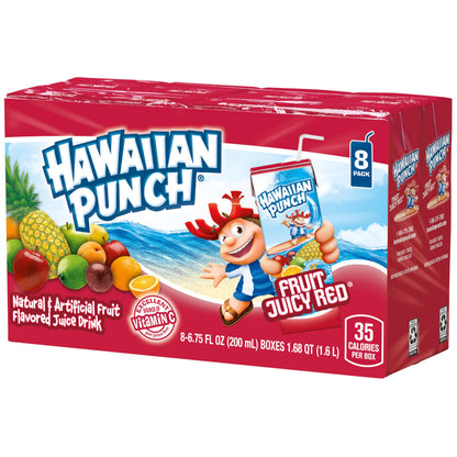 Hawaiian Punch Fruit Juicy Red Juice Drink, 6.75 fl oz boxes, 32 Count (4 Packs of 8), Ready-to-drink, On-the-go, Caffeine-free, Carbonation-free, Gluten-free, Excellent Source of Vitamin C