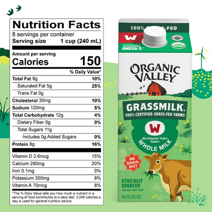 Organic Valley Grassmilk 100% Grass Fed Whole Milk, Organic, 59 fl oz