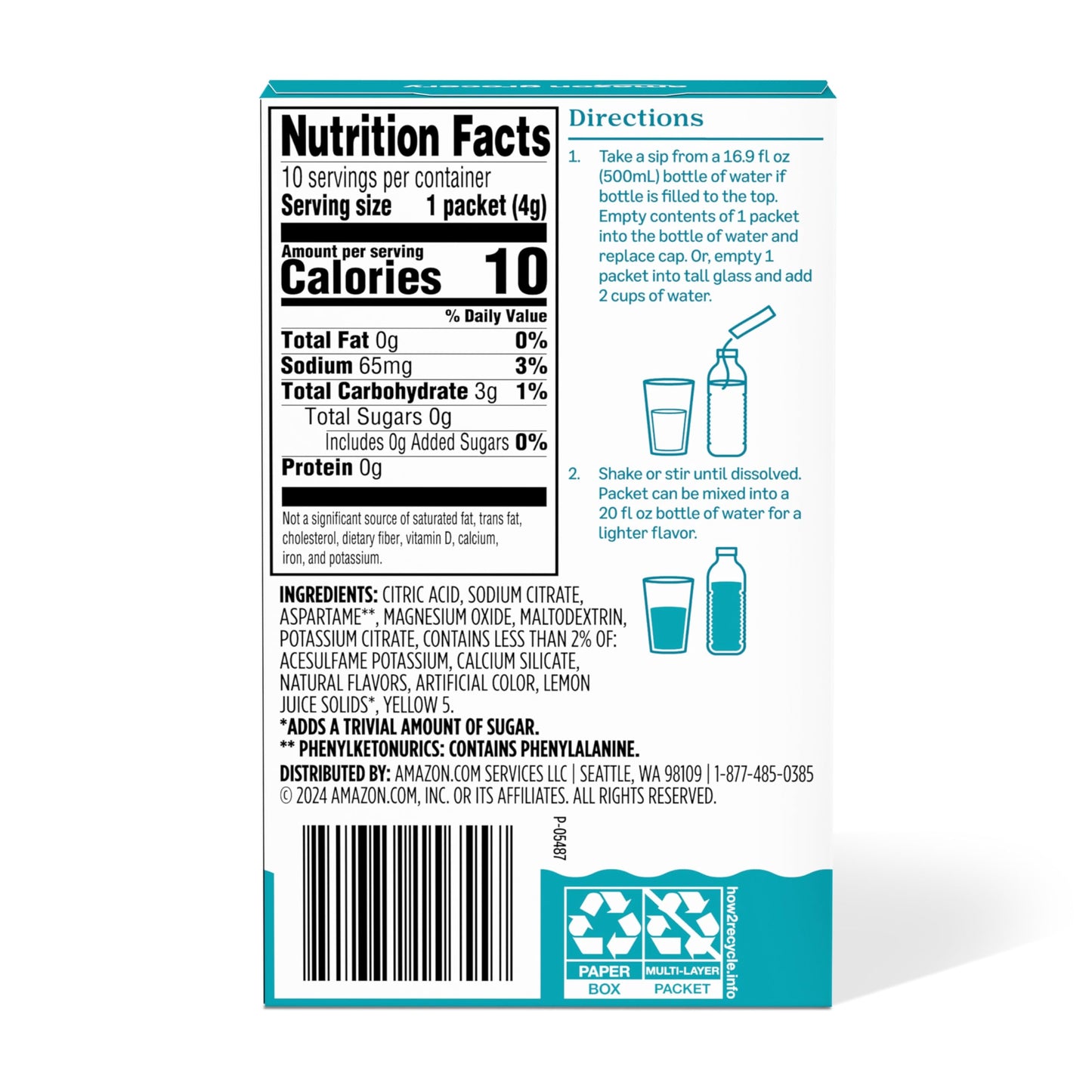 Amazon Grocery, Lemonade Drink Mix, 10 packets, 1.4 Oz