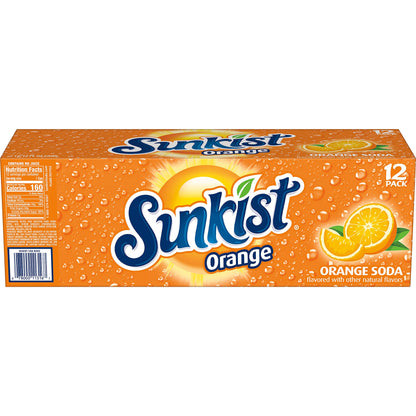 Sunkist Orange Soda, 12 fl oz cans, 12 pack