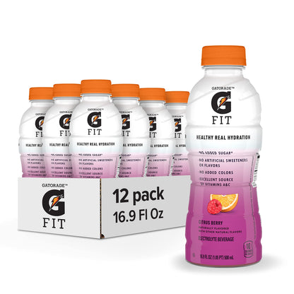 Gatorade Fit Citrus Berry Electrolyte Beverage, 16.9 Fl Oz Bottles, 12 Pack
