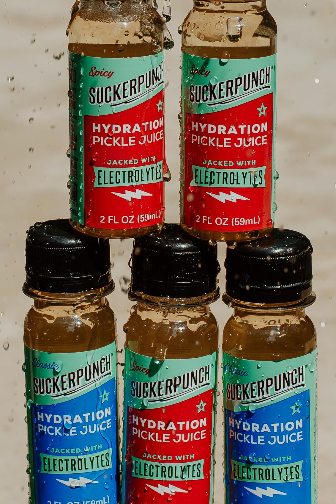 Suckerpunch Electrolyte Pickle Juice Shot, Leg and Muscle Cramp Relief, Sports Drink, Low Calorie, Gluten Free, Post Workout, Hydration, Potassium, Keto Friendly, Non GMO (Spicy Dill (Pack of 12))