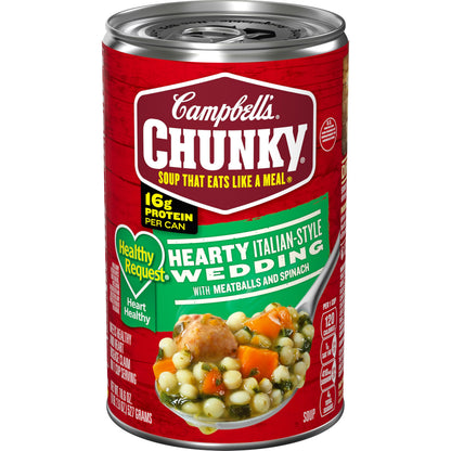 Campbell’s Chunky Healthy Request Soup, Hearty Italian Wedding Soup with Meatballs and Spinach, 18.6 oz Can