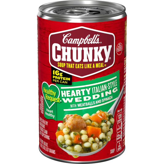 Campbell’s Chunky Healthy Request Soup, Hearty Italian Wedding Soup with Meatballs and Spinach, 18.6 oz Can