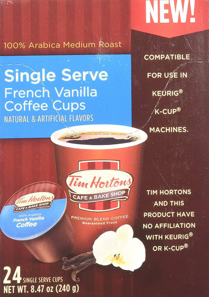Tim Hortons French Vanilla Coffee, Single-Serve K-Cup Pods Compatible with Keurig Brewers, 12ct K-Cups