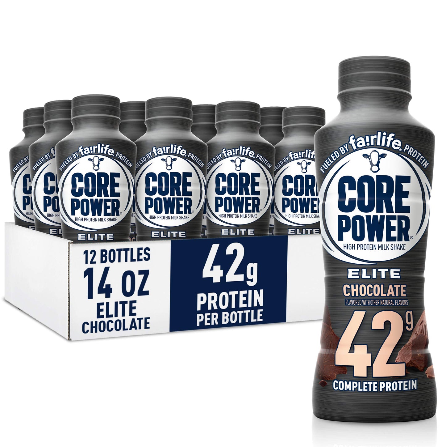 Core Power Fairlife Protein Milk Shakes for Workout Recovery (Chocolate, 14 Fl Oz, Pack of 12) + Core Power Fairlife 26g Protein Milk Shakes (Strawberry Banana, 14 Fl Oz, Pack of 12)