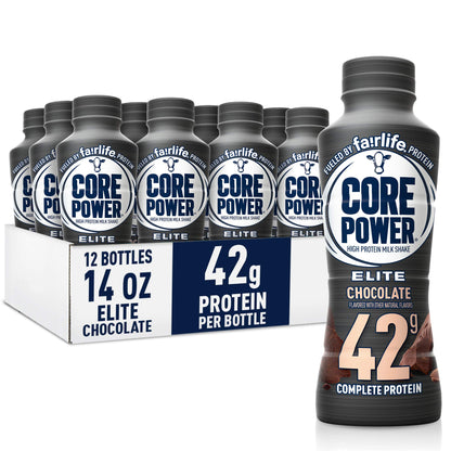 Core Power Fairlife Protein Milk Shakes for Workout Recovery (Chocolate, 14 Fl Oz, Pack of 12) + Core Power Fairlife 26g Protein Milk Shakes (Strawberry Banana, 14 Fl Oz, Pack of 12)