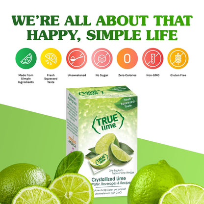 True Lime 100ct (Pack of 1) - Water Enhancer - Bulk Dispenser - 0 Calorie Drink Mix Packets For Water - Sugar Free Lime Flavoring Powder Packets