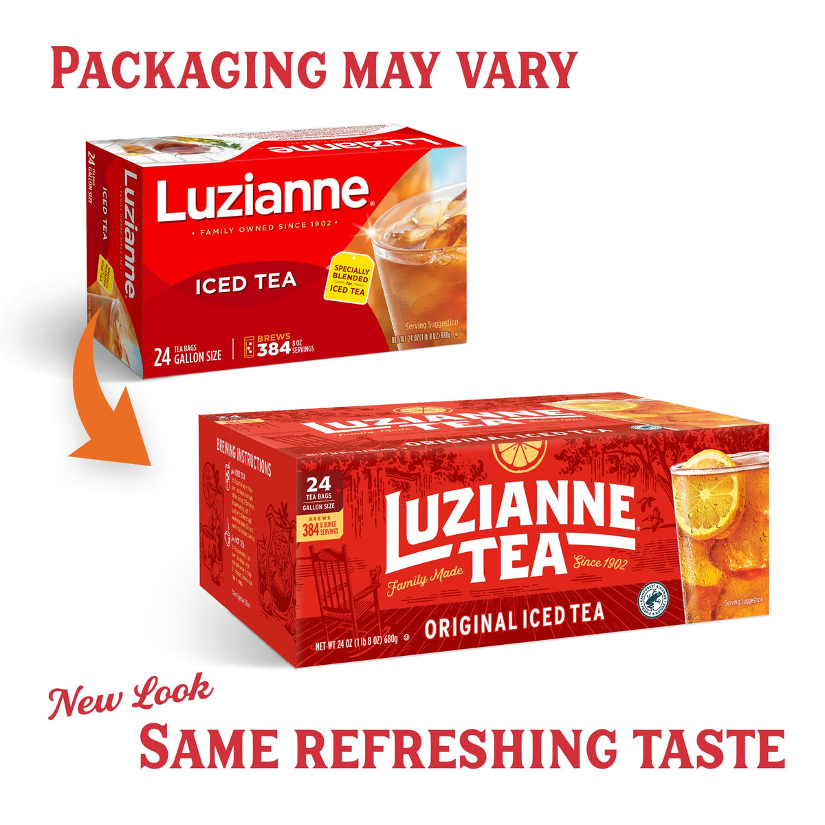 Luzianne Unsweetened Iced Tea Bags, Gallon Size, 24ct Box (Pack of 4)