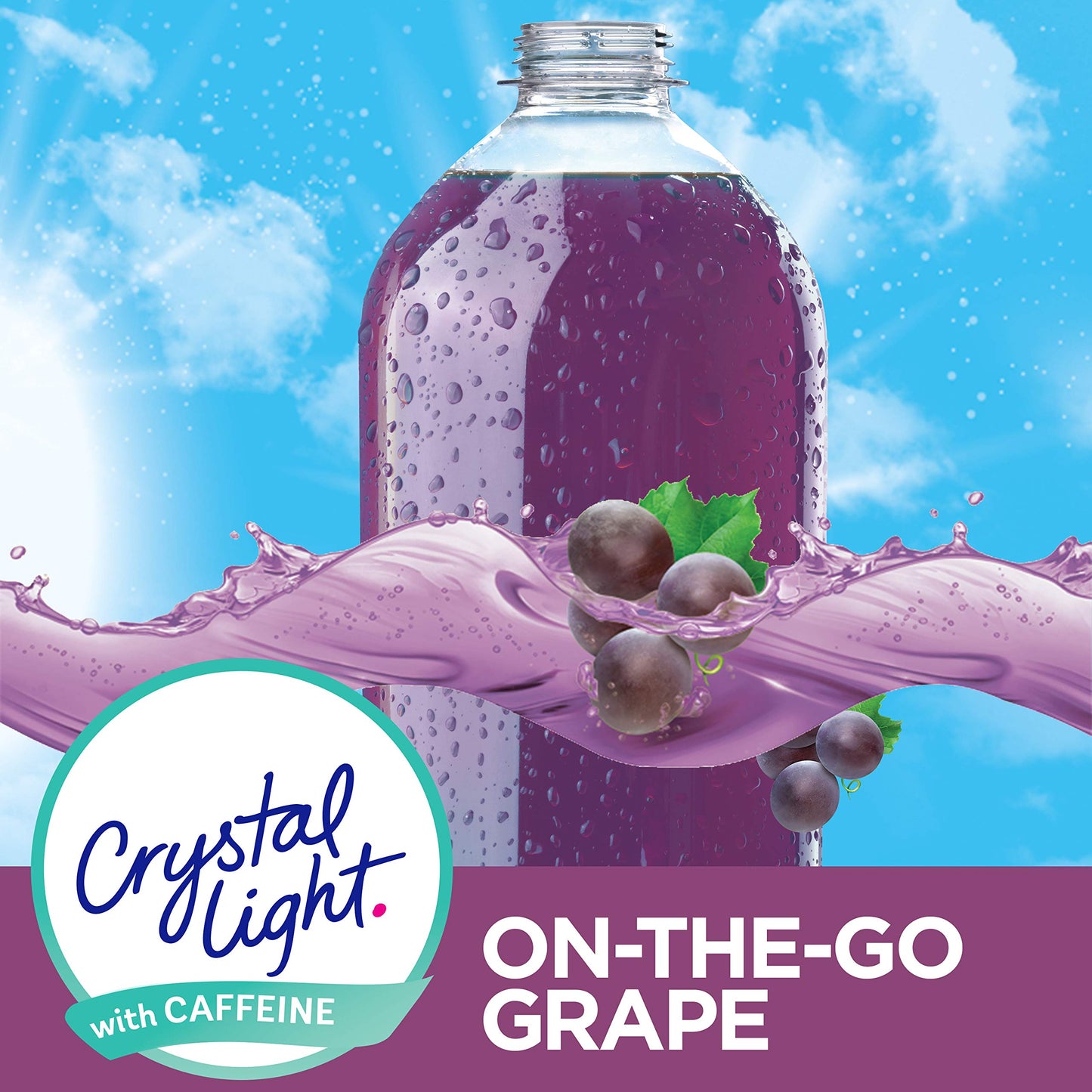 Crystal Light Grape Energy Drink Mix with Caffeine, 120 On-the-Go Packets, 12 Packs of 10