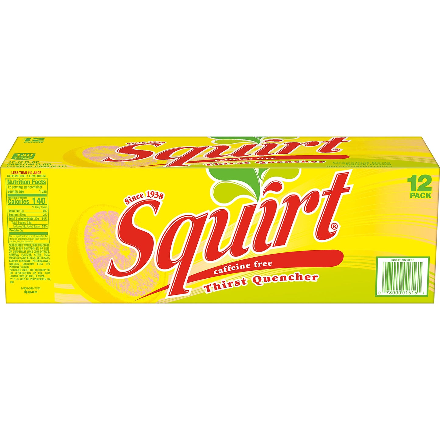 Squirt Soda, Grapefruit, 12 Fl Oz Cans, 12 Pack
