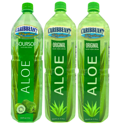 Caribbean Rhythms Aloe Vera Drinks, 1.5L, 2 x Original + 1 x Soursop
