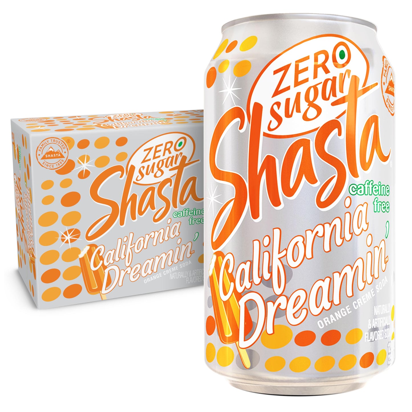 Shasta Zero Sugar California Dreamin' | Citrus & Tropical Flavor | 12-Pack of 12oz Cans | Sugar-Free, Caffeine-Free Soda with Bright, Refreshing Vibes