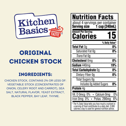 Kitchen Basics Chicken Stock - 32 oz. Carton (Pack of 12) Add Delicious Flavor to Chicken Noodle Soup, Broths and Gravy, Perfect for Stocking Up