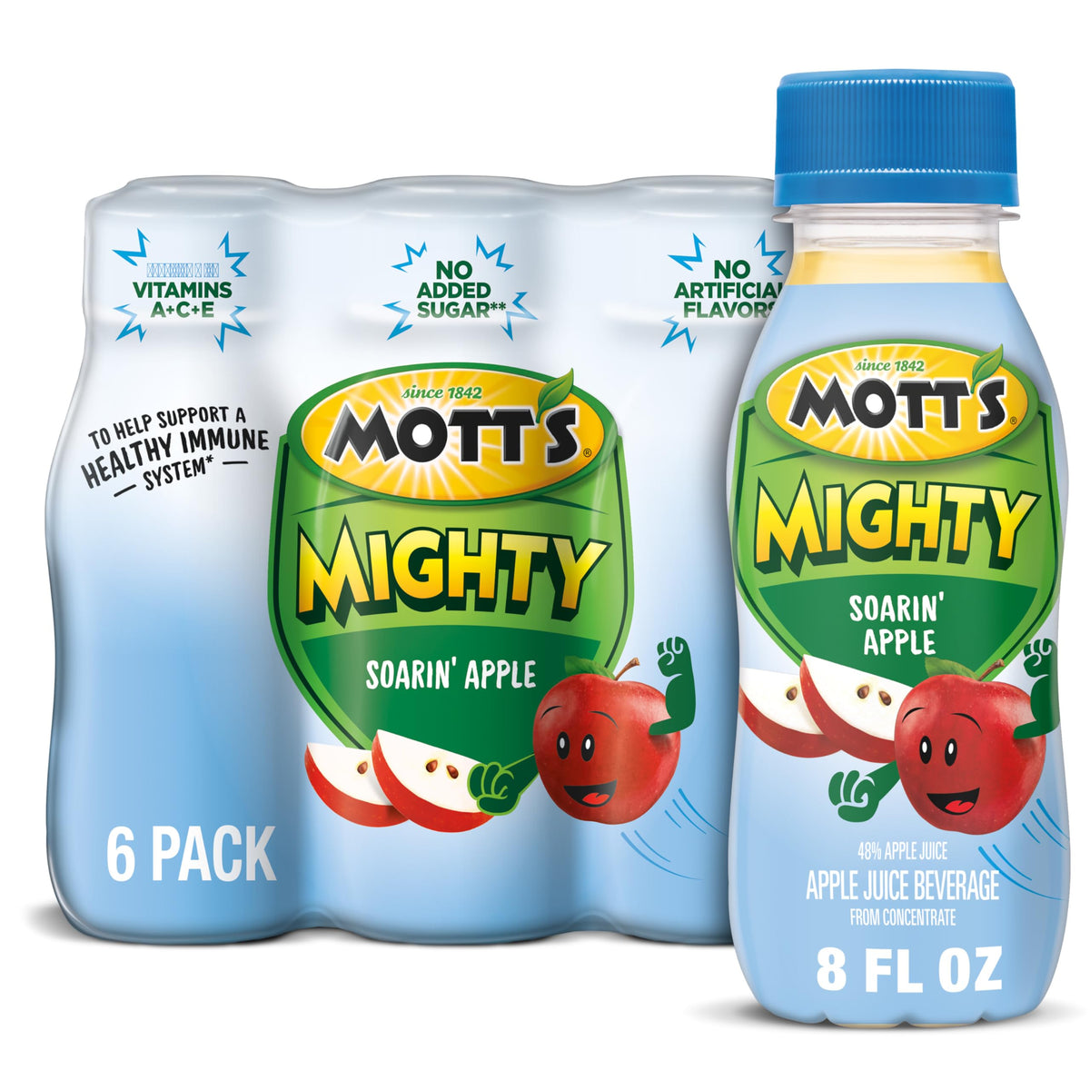 Mott's Mighty Soarin' Apple Juice Drink, 8 Fl Oz Bottles, 6 Pack ...