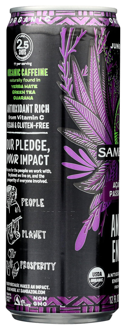 Sambazon Organic Amazon Energy Drink Jungle, Love Acai Berry and Passionfruit (153240245) Passion Fruit, 12 Fl Oz