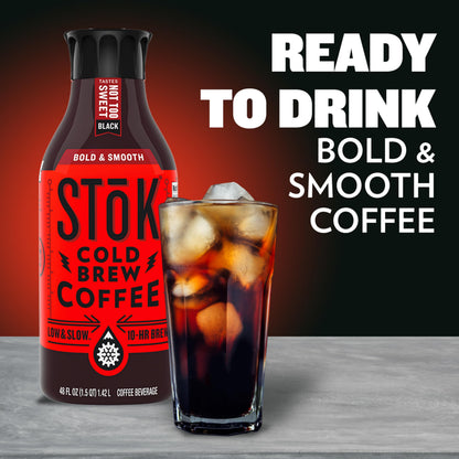 SToK Not Too Sweet Black Cold Brew Coffee, Ready to Drink Bottled Coffee, 48 fl oz