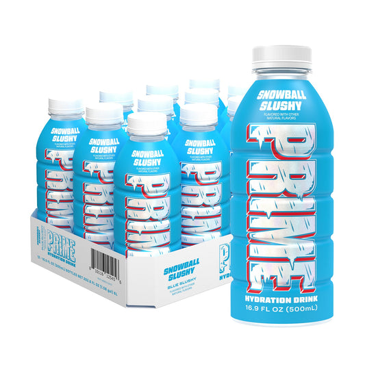 PRIME Hydration, SNOWBALL SLUSHY, Sports Drinks, Electrolyte Enhanced for Replenishing Fluids, 250mg BCAAs, B Vitamins, Antioxidants, Low Sugar, 16.9 Fl Oz, 12 Pack