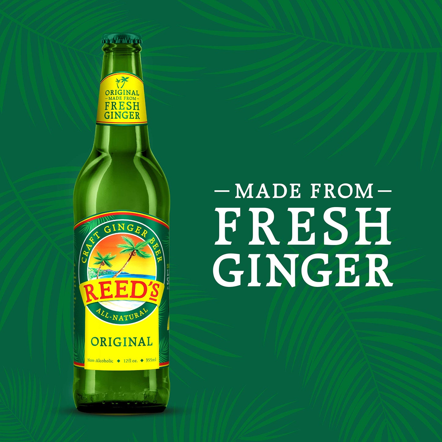 Reed's, Original Ginger Beer, Great Tasting All Natural Craft Ginger Beer with Fresh Ginger Root (12OZ Bottle)