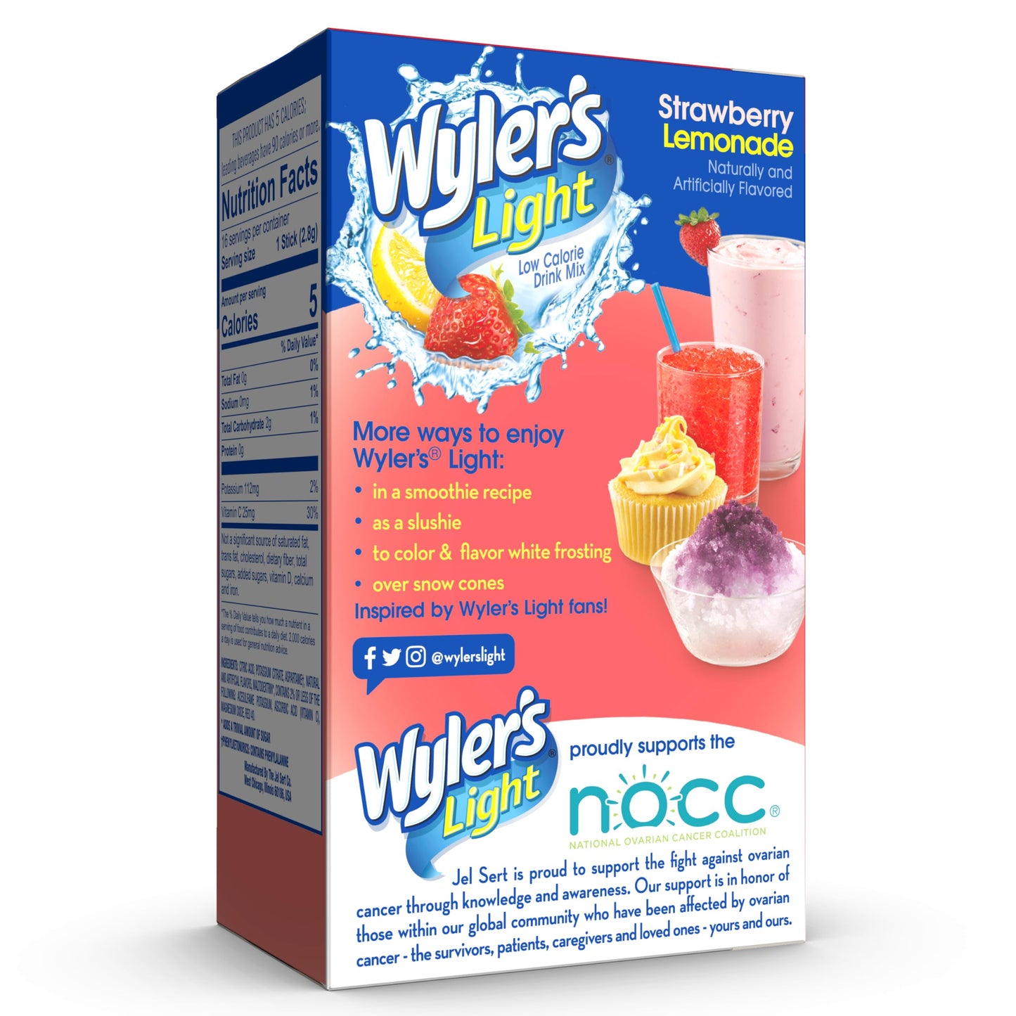 Wyler's Light Singles To Go Powder Packets, Water Drink Mix, Strawberry Lemonade, 16 Count, 6 Boxes (96 Single Servings)