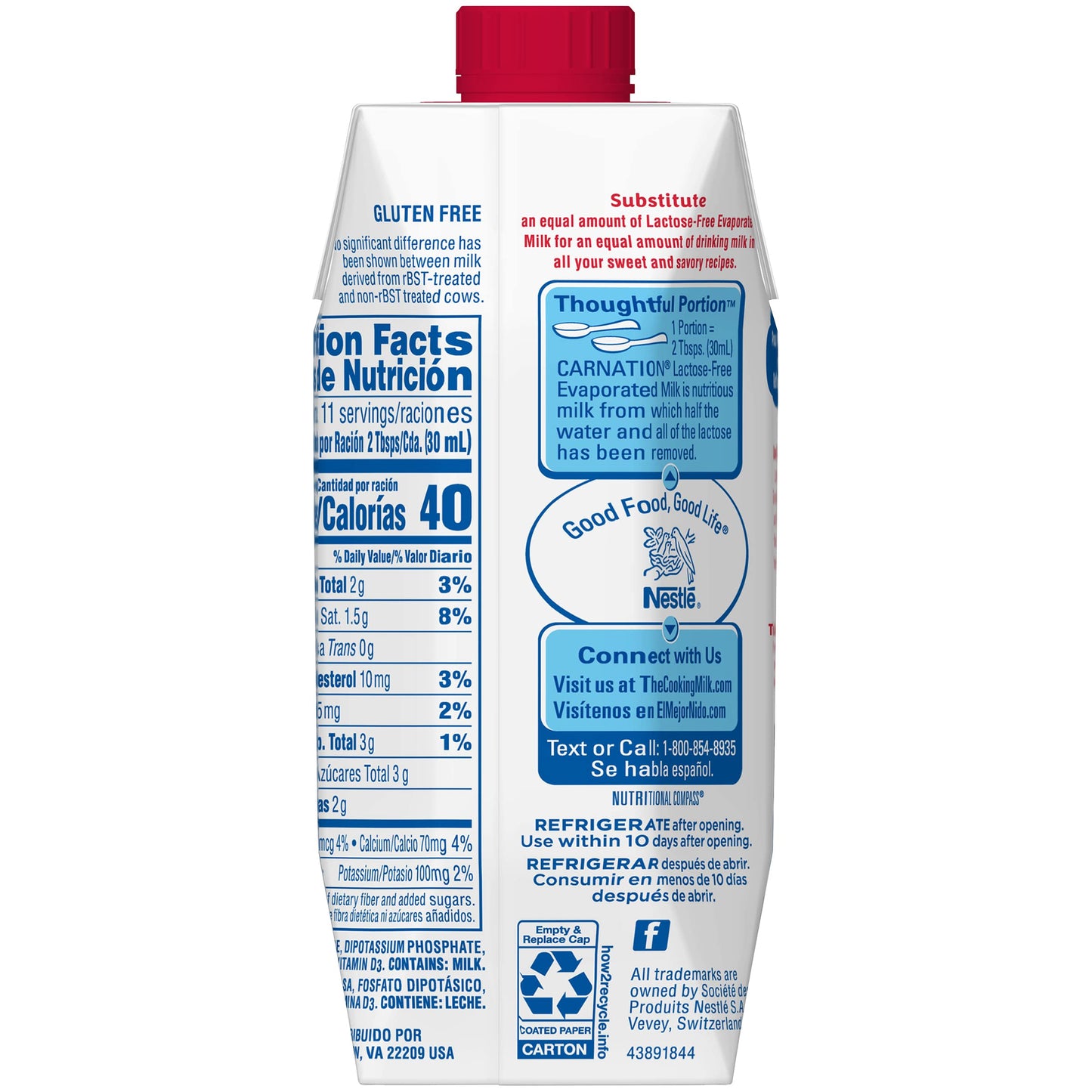 Nestlé Carnation Lactose-Free Evaporated Milk, Vitamin D Added, Shelf_Milk, Evaporated_Milk, (Pack of 16)