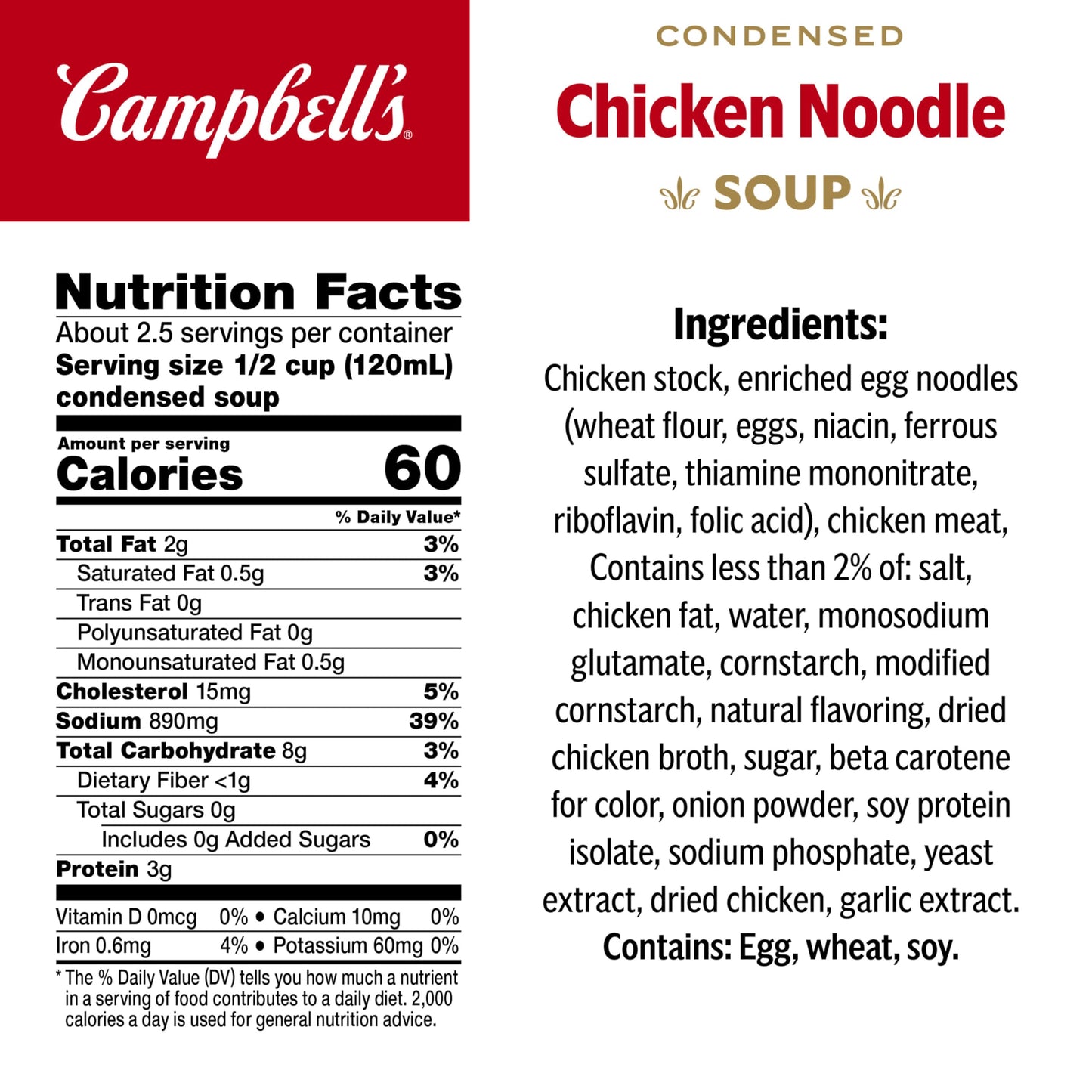 Campbell’s Condensed Chicken Noodle Soup, 10.75 oz Can (Pack of 4)