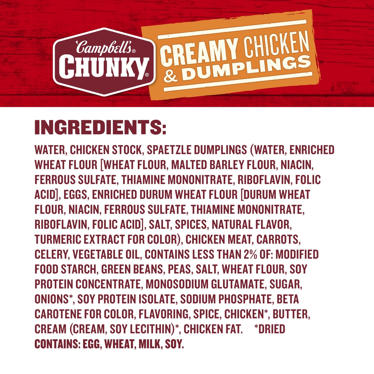 Campbell's Chunky Soup, Creamy Chicken and Dumplings Soup, 16.3 Oz Can (Case of 8)