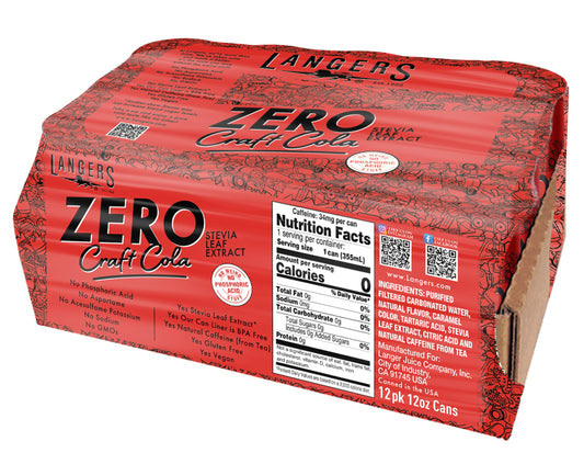 Langers Zero Craft Cola with Stevia, No Weird Stuff, 12 Fl Oz (Pack of 12)