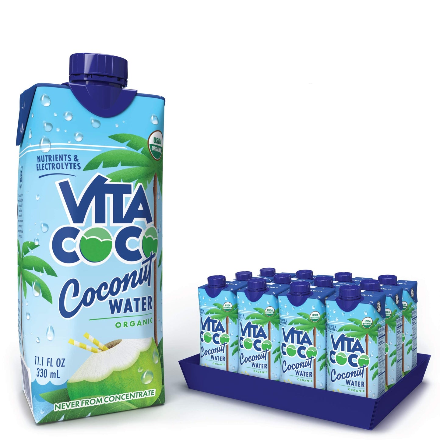 Vita Coco Coconut Water, Pure Organic | Refreshing Coconut Taste | Natural Electrolytes | Vital Nutrients (Pack of 12, 11.1 Oz and 16.9 Oz)