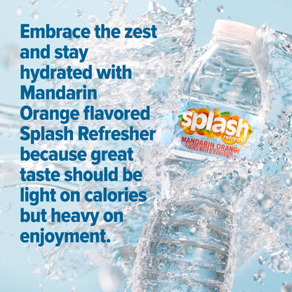 SPLASH REFRESHER Flavored Water Bottles, Mandarin Orange Flavor - 6-Pack, 16.9 Fl Oz - Refreshing Flavored Bottled Water with Electrolytes - Zero Sugar & Zero Calories