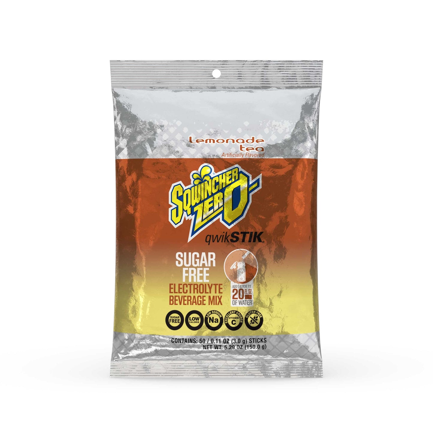 Sqwincher Zero Qwik Stik Sugar Free, Lemonade Tea, .11 0z (Pack of 50) & 060106-LL Zero Qwik Stik Powder, 20 oz, Yellow, Standard (Pack of 50)
