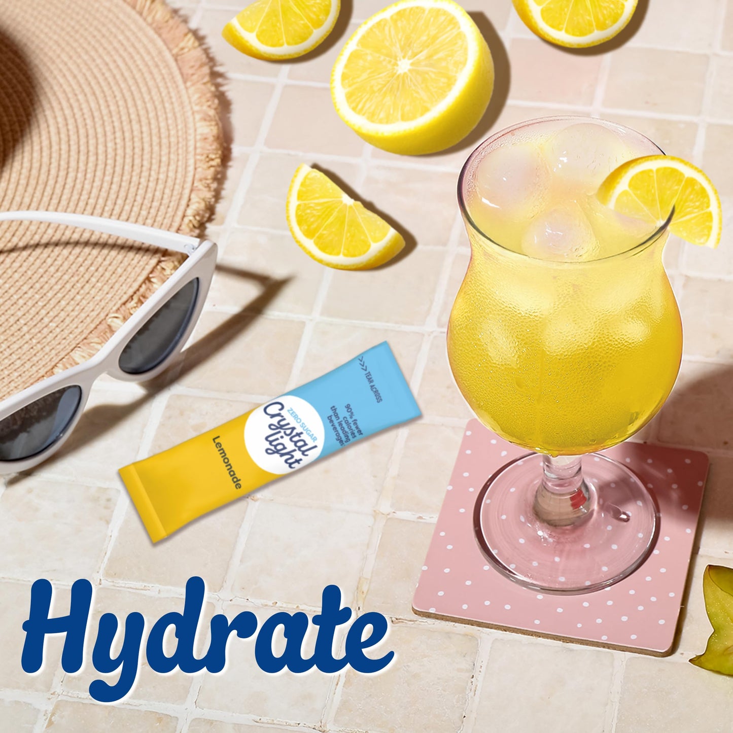 Crystal Light Drink Mix, 6 Pitcher Packets, for Flavorful Hydration and Shareable Refreshment, Lemonade, natural flavor with other natural flavor, Zero Sugar, Low Calorie, 3.2 oz