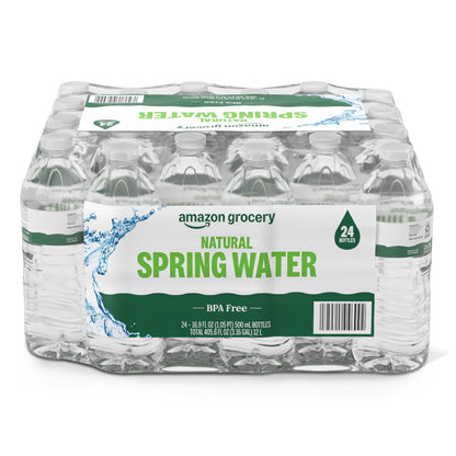 Amazon Grocery, Natural Spring Water, 16.9 Fl Oz (Pack of 24)