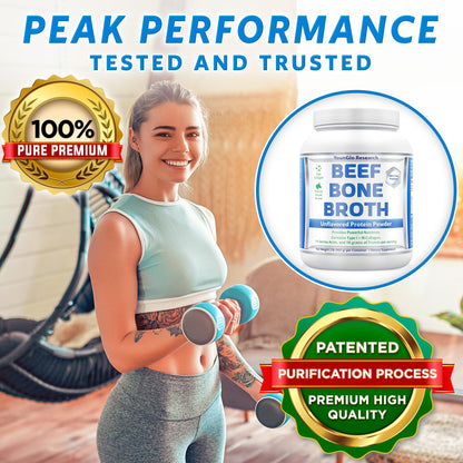 Bone Broth Beef Protein Powder - 2 lb, Unflavored - High Collagen & Gelatin from Grass Fed Bovine - Nutritious Marrow Benefits for Soups, Paleo & Keto Friendly Diets
