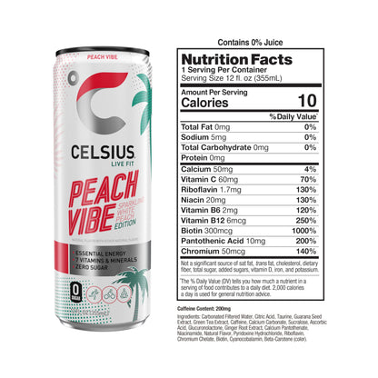 CELSIUS® Zero Sugar Energy Drink & Powder Stick Bundle, Peach Vibe
