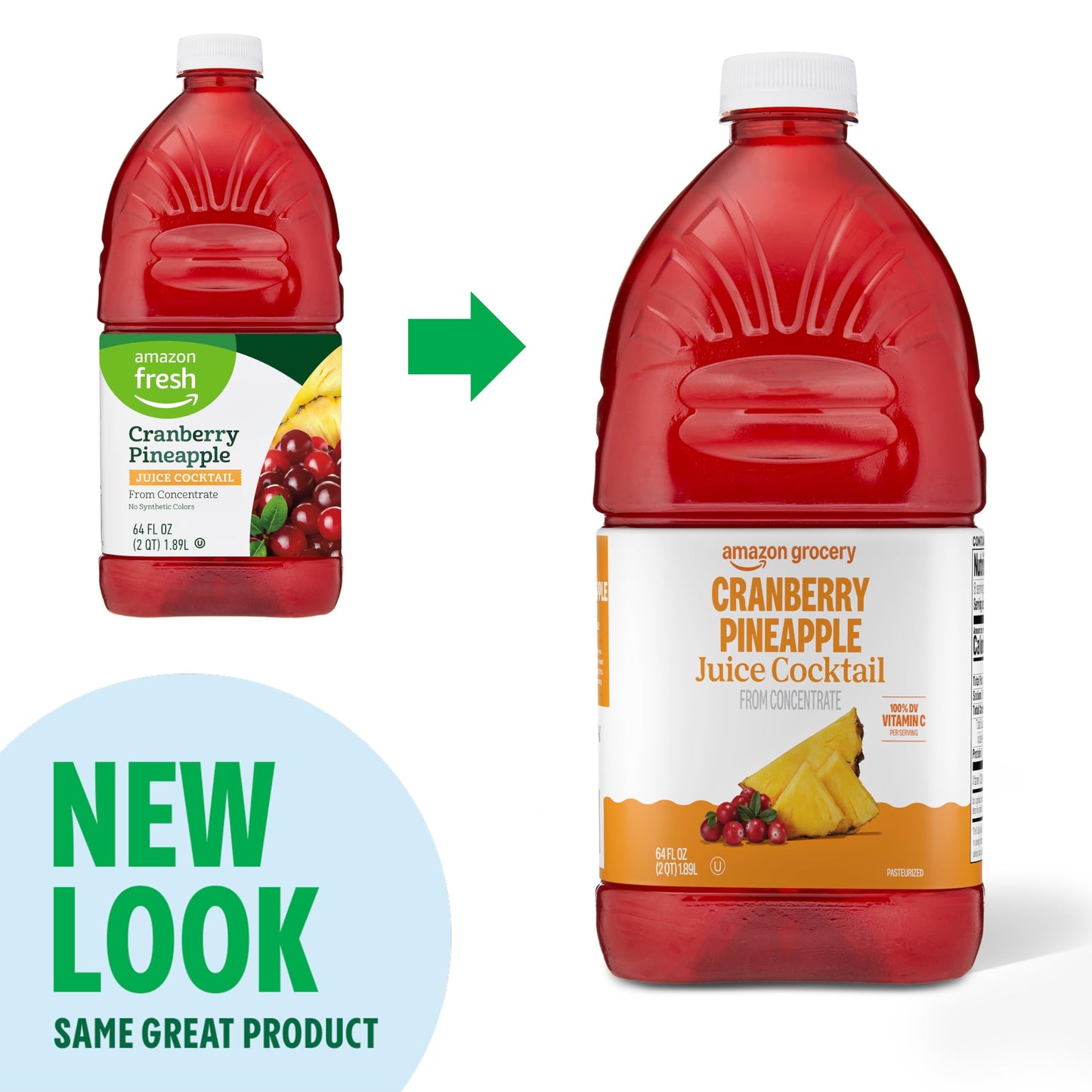 Amazon Grocery, Cranberry Pineapple Juice Cocktail, 64 Fl Oz