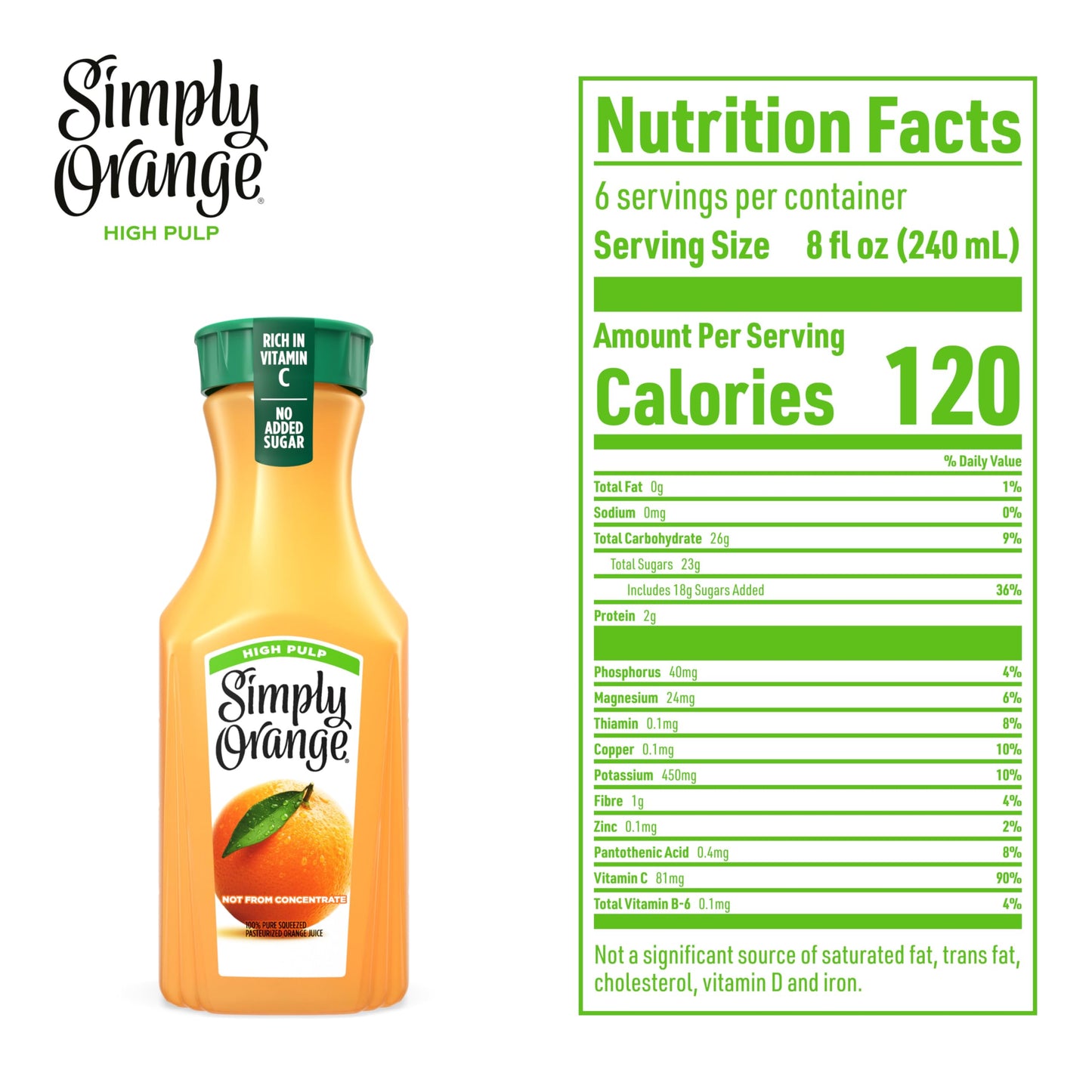 Simply Orange High Pulp Orange Juice Bottle, 46 fl oz