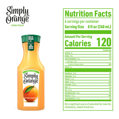 Simply Orange High Pulp Orange Juice Bottle, 46 fl oz