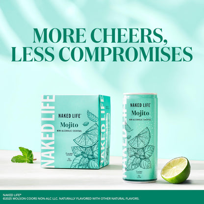 Naked Life Non-Alcoholic Drinks, Mojito 8.4 Fl Oz Cans, Pack Of 4 + Classic G&T 8.4 Fl Oz Cans, Pack Of 4