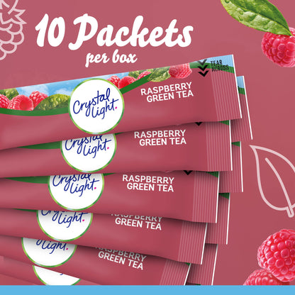 Crystal Light Raspberry Green Tea Naturally Flavored Powdered Drink Mix, 120 ct Pack, 12 Boxes of 10 On-the-Go-Packets