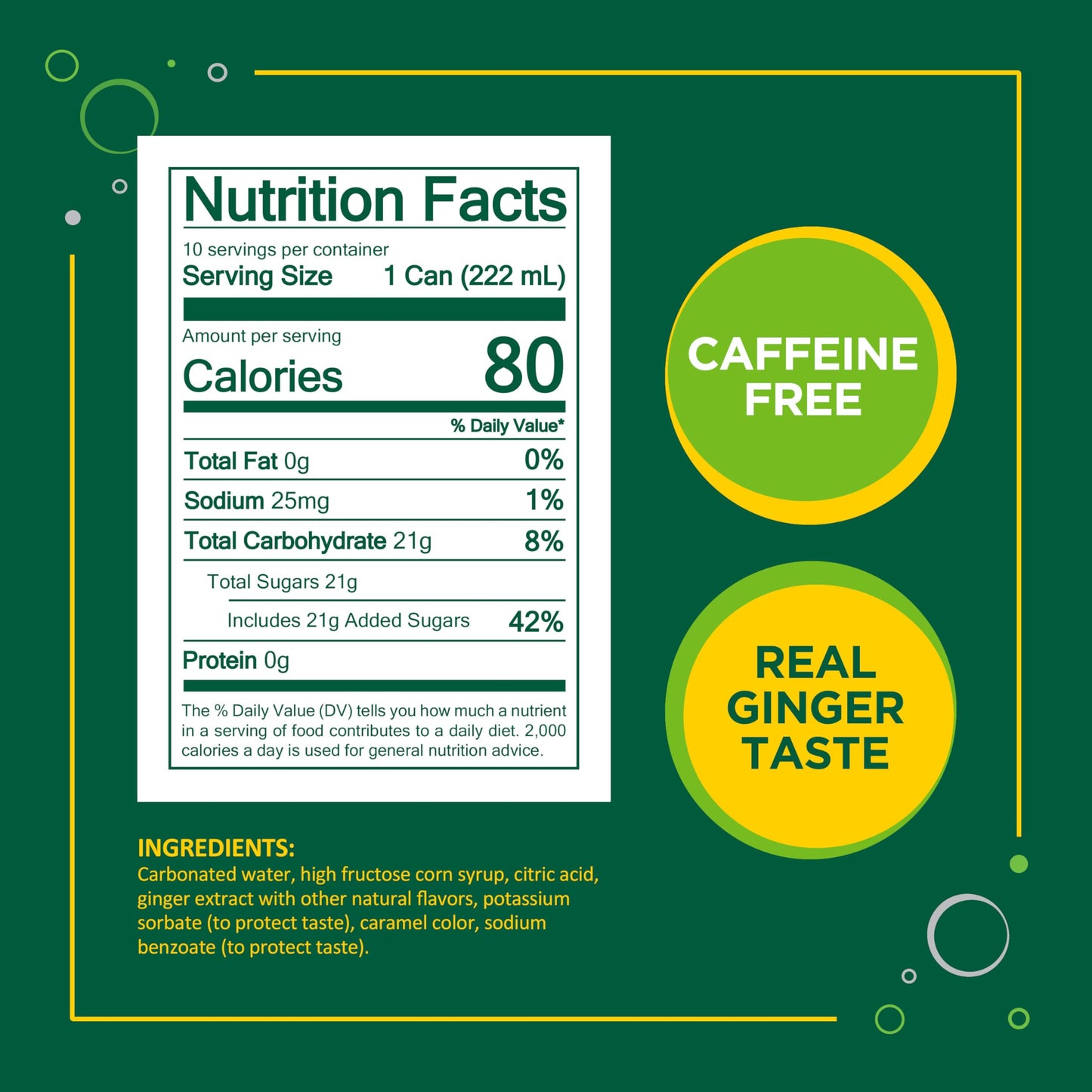 Seagrams Ginger Ale Soda Soft Drinks, 7.5 fl oz, 10 Pack