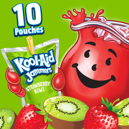 Kool-Aid Jammers Artificially Flavored Drink, 1 Pouches, for School Lunches and On-the-Go Hydration, Strawberry Kiwi Flavor, Excellent Source of Vitamin C, 6 fl oz