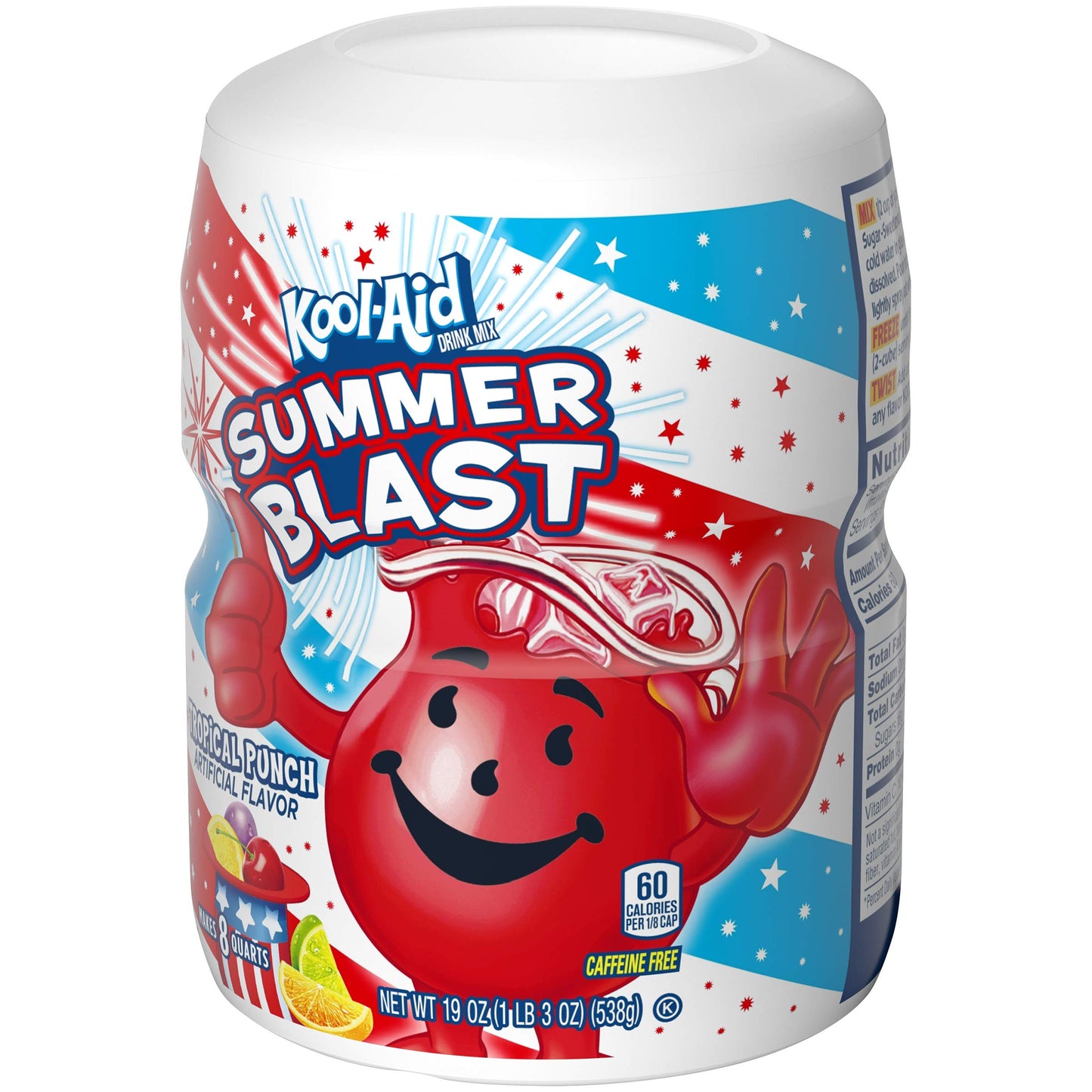 Kool-Aid Sugar-Sweetened Summer Blast Tropical Punch Artificially Flavored Powdered Soft Drink Mix (19 oz Canister) (Pack of 4)