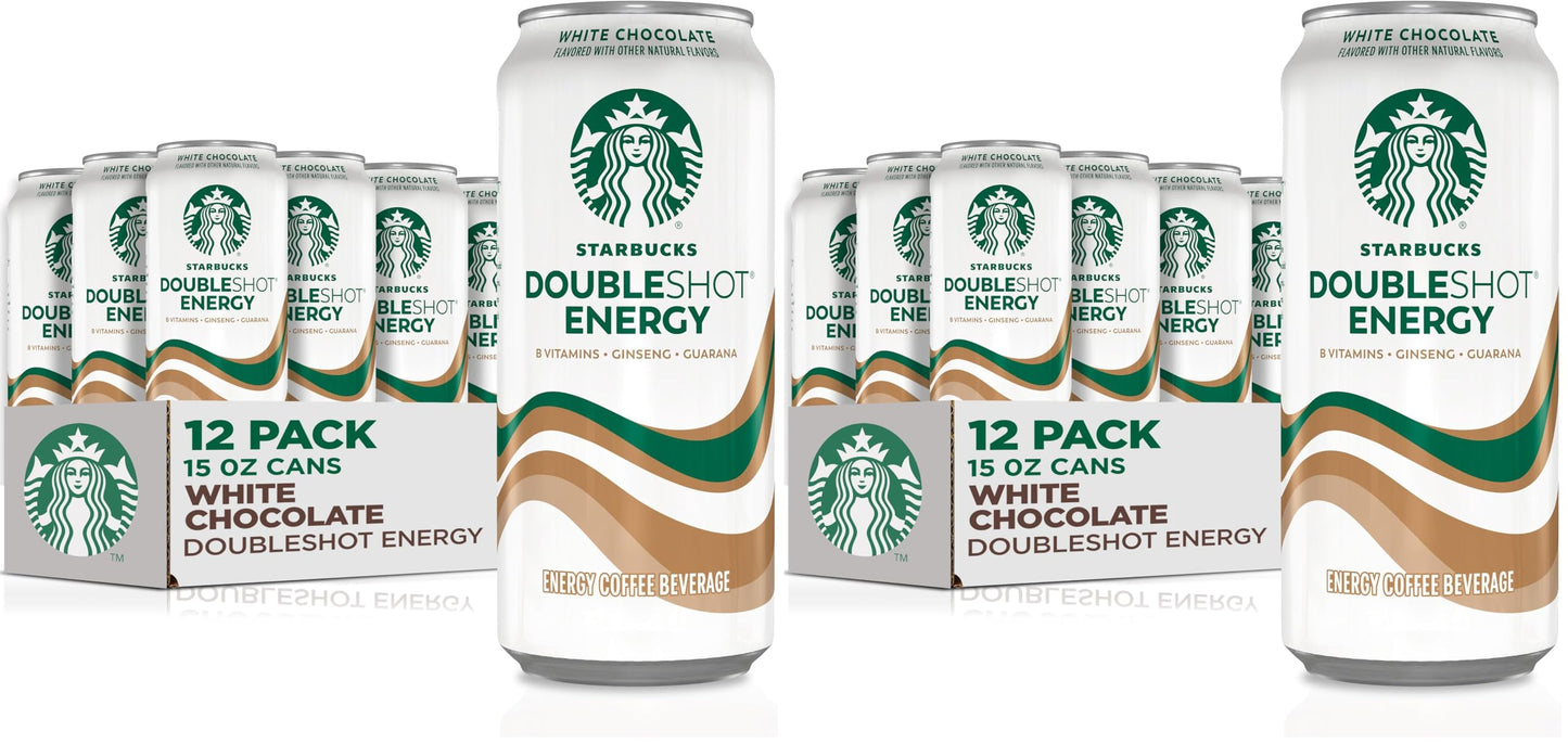 Starbucks Doubleshot Energy Drink Coffee Beverage,White Chocolate,Iced Coffee,15 fl oz Cans,(Pack of 24)