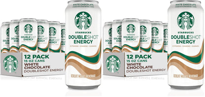 Starbucks Doubleshot Energy Drink Coffee Beverage,White Chocolate,Iced Coffee,15 fl oz Cans,(Pack of 24)